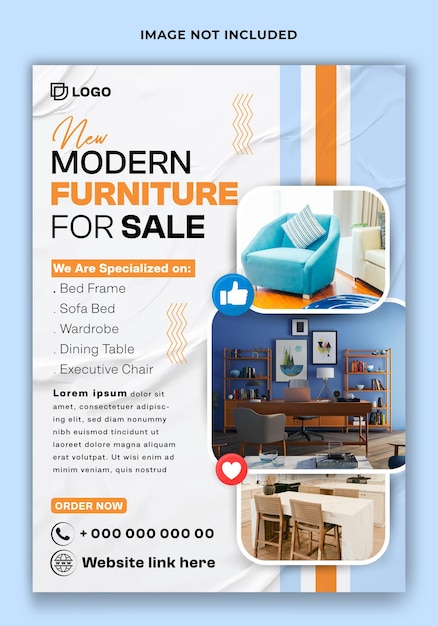 Furniture sale promotional flyer template design