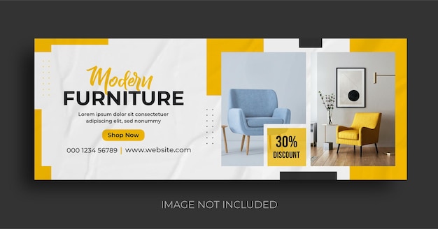 Furniture sale social media facebook cover page and web banner flyer design template