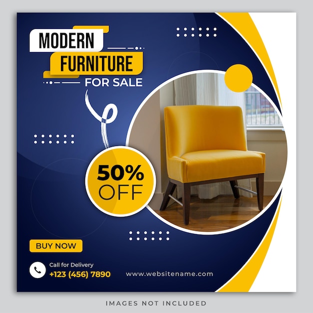 Furniture sale social media and instagram post template banner