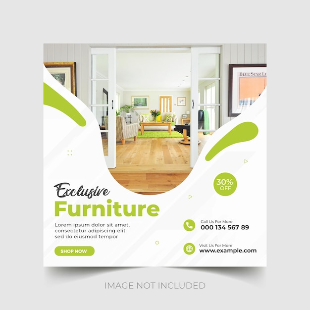 Furniture sale social media Instagram post or web banner template