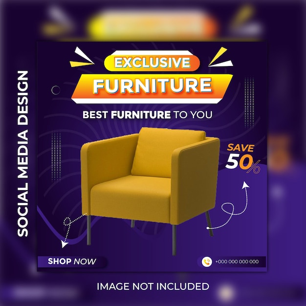 Furniture sale social media post banner template design Premium Vector