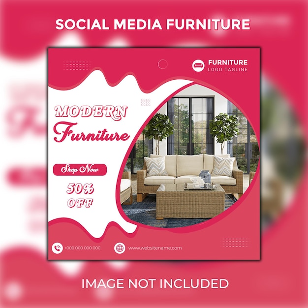 Furniture sale social media post banner template Premium Vector