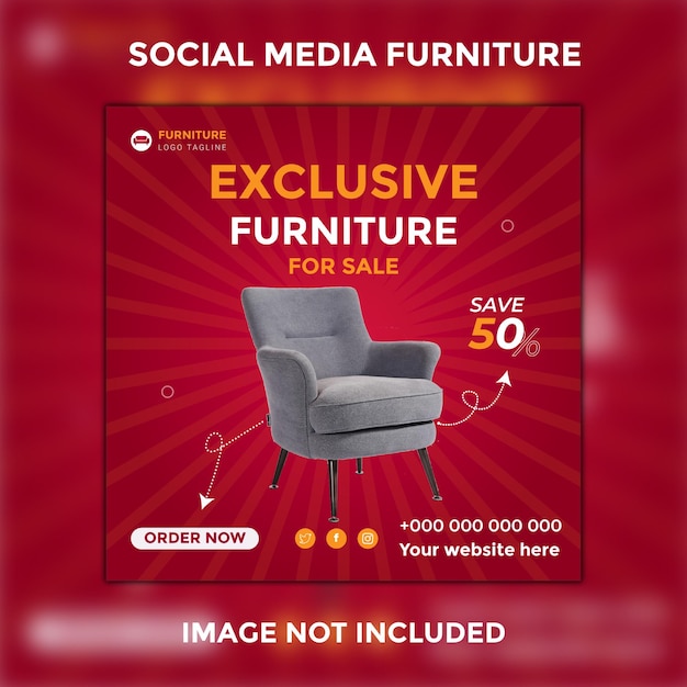 Furniture sale social media post banner template Premium Vector