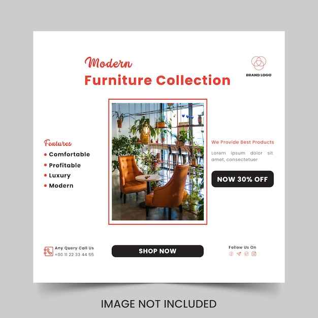 Furniture sale social media post design premium vector