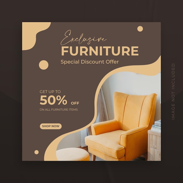 Vector furniture sale social media post or instagram banner design template