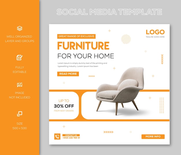 Furniture social media Instagram post template