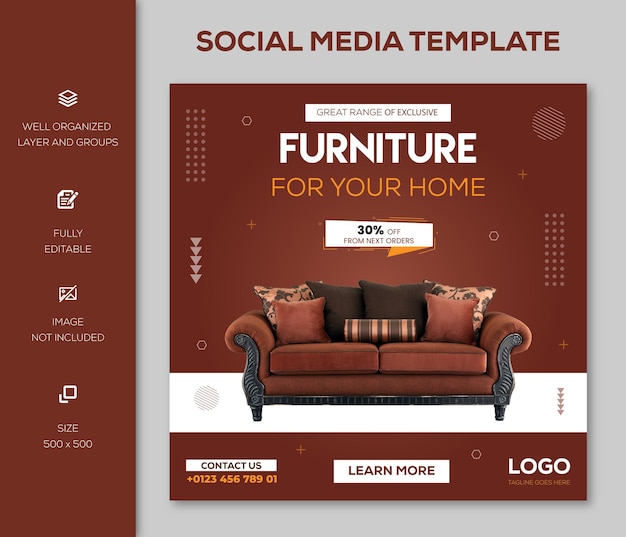 Furniture social media Instagram post template