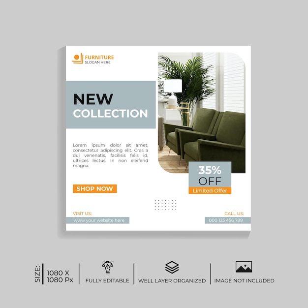 Furniture Social Media Post Template Design