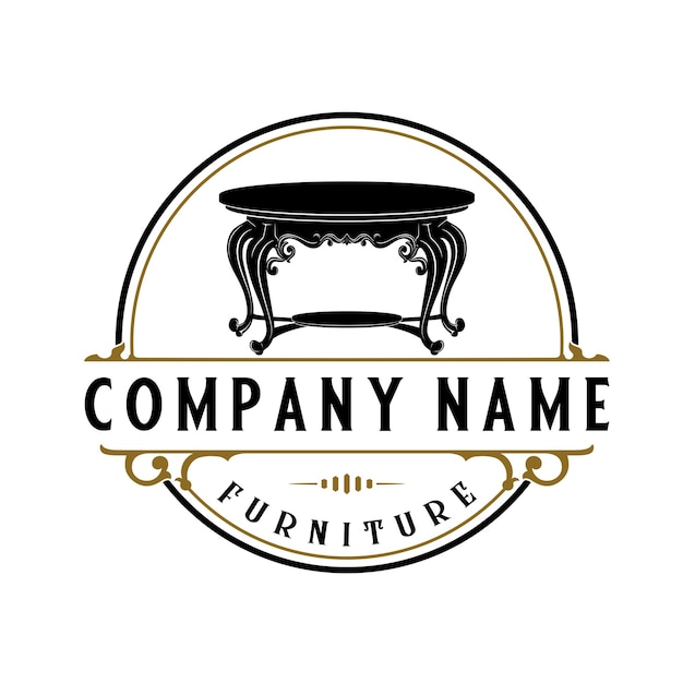 furniture vintage logo design. vintage table emblem concept. for carpentry, furniture and antique co