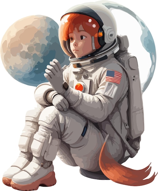 Future Astronaut Child Explorer on the Moon Design Art