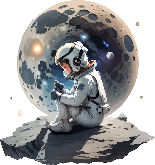 Future Astronaut Child Explorer on the Moon Design