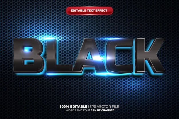 Future black 3d glowing blue light editable text effect