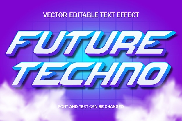 Future techno typography lettering 3d editable text effect font style template background banner