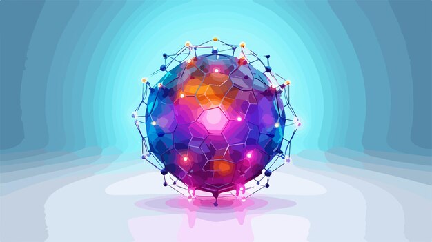 Vector futuristic 3d mesh sphere with vector illustration dots co