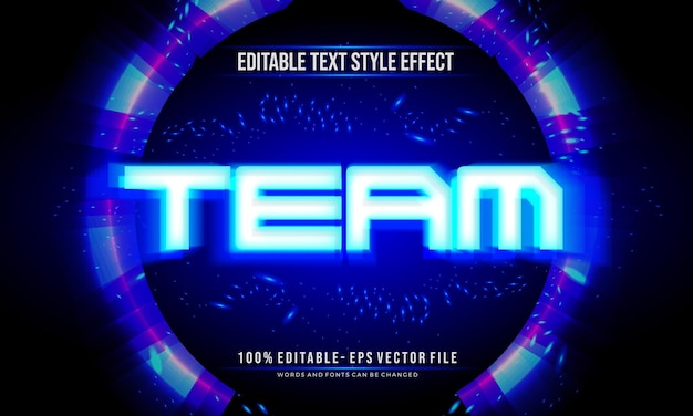 Futuristic blue light text style effect editable font vector file