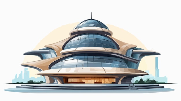 Vector futuristic building isolated icon cartoon vector illustration