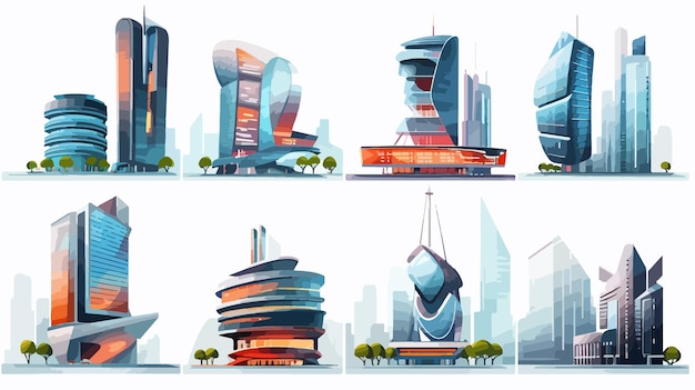 Vector futuristic buildings in modern style vector architecture