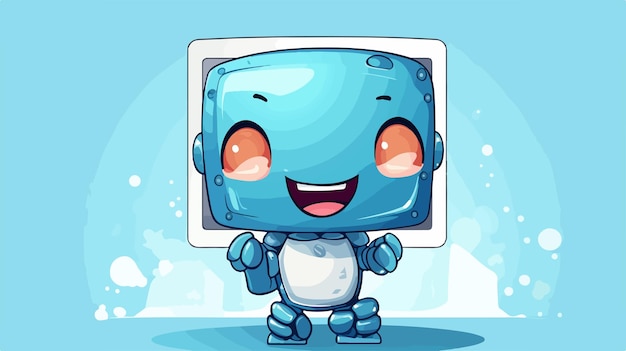 Vector futuristic cartoon computer monitor robot illustration