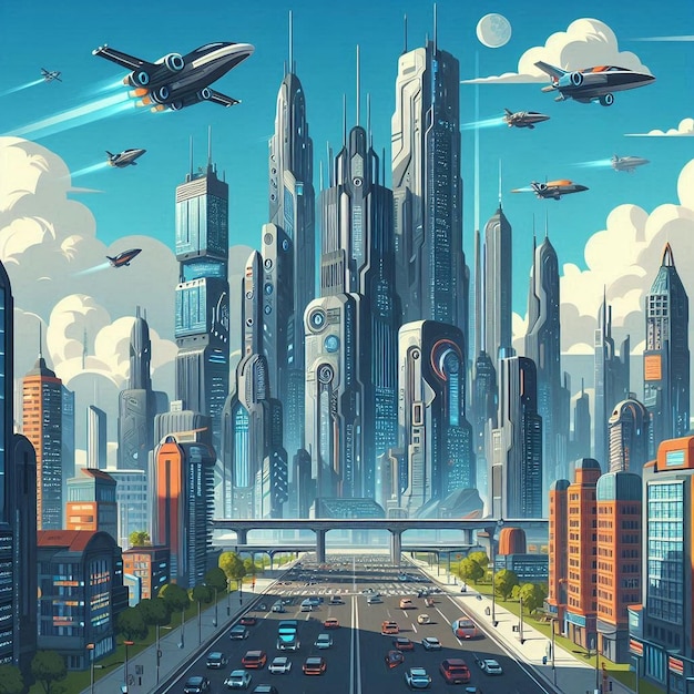 Vector a futuristic city skyline illustration