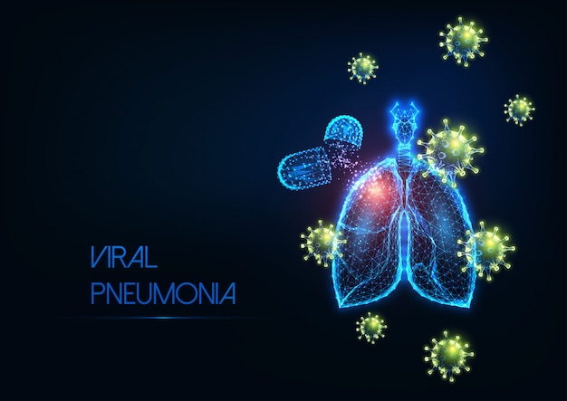 Futuristic covid-19 coronavirus viral pneumonia medical treatment concept