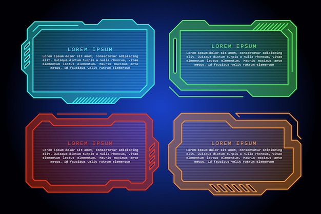 Futuristic digital interface graphic elements