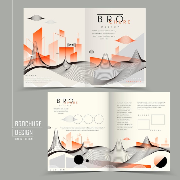 Vector futuristic halffold brochure design