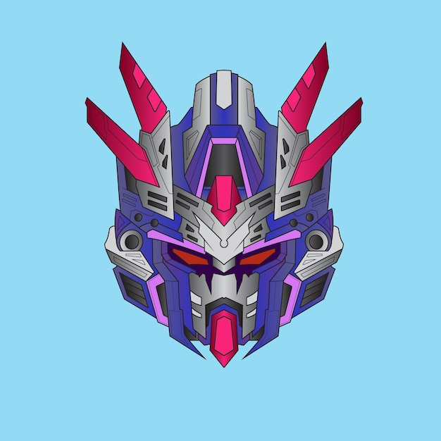 Futuristic Head mecha Robot warrior for TShirt Design Sticker Poster Merchandise and Esport logo