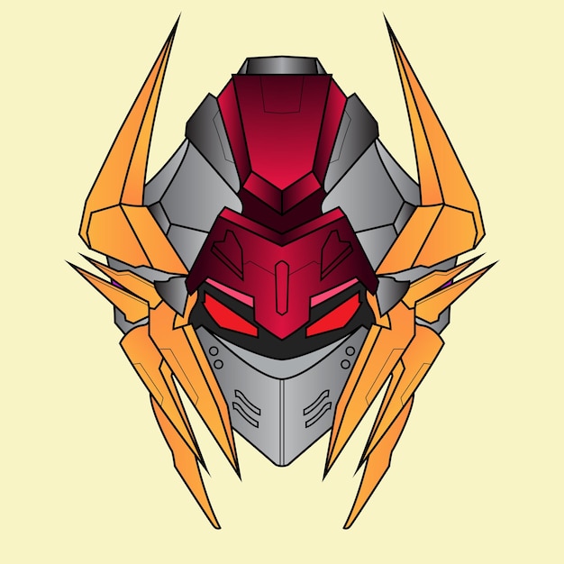 Futuristic Head mecha Robot warrior for TShirt Design Sticker Poster Merchandise and Esport logo