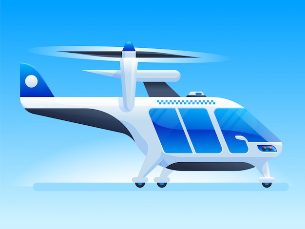 Futuristic helicopter in flat style