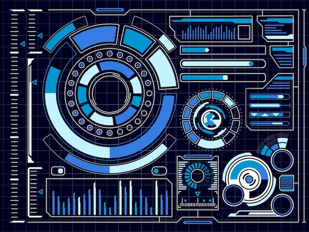 Futuristic hud Scifi interface Virtual dashboard elements