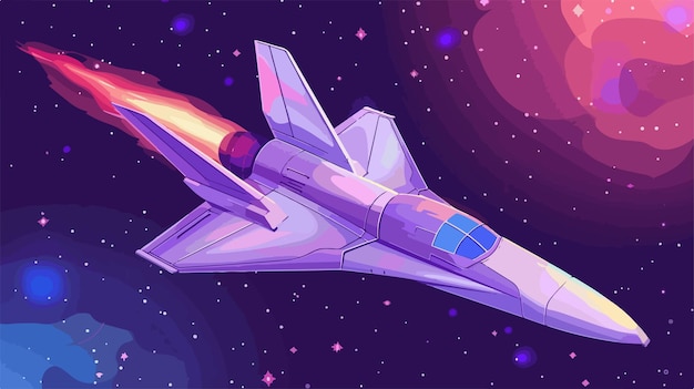 Vector futuristic intergalactic spaceship flying in outer space