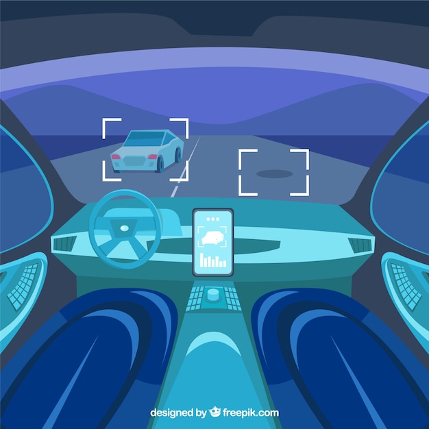 Vector futuristic interior design of autonomous car