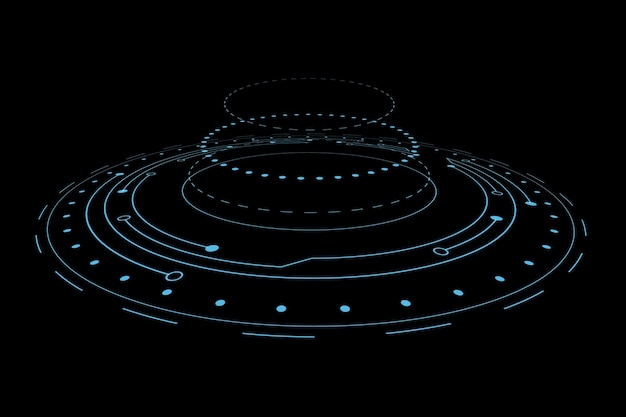 Futuristic isometric HUD circle on black background for your technology design Scifi element Vector illustration