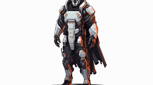 Vector futuristic knight vision in scifi outfit on white background