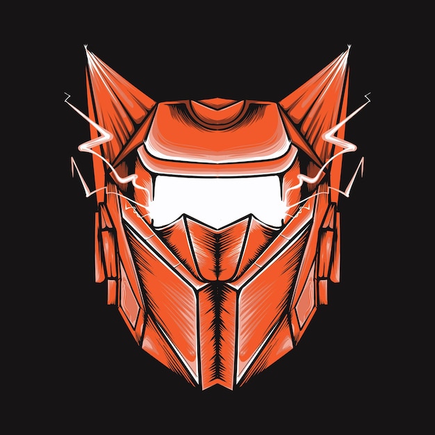 Futuristic mecha robot illustration for tshirt design and print