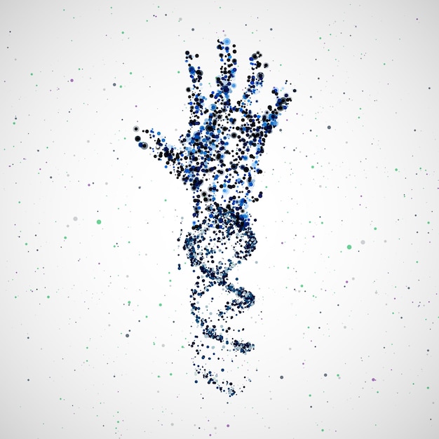 Futuristic model of hand dna, abstract molecule, cell illustration