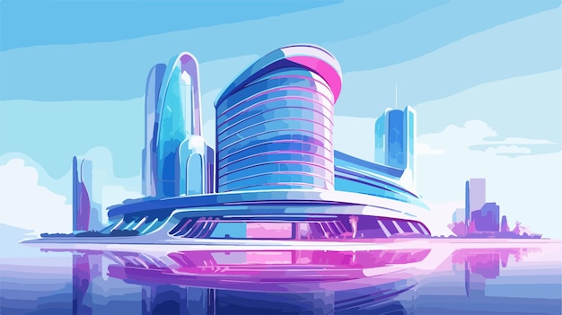 Vector futuristic modern style architecture illustration