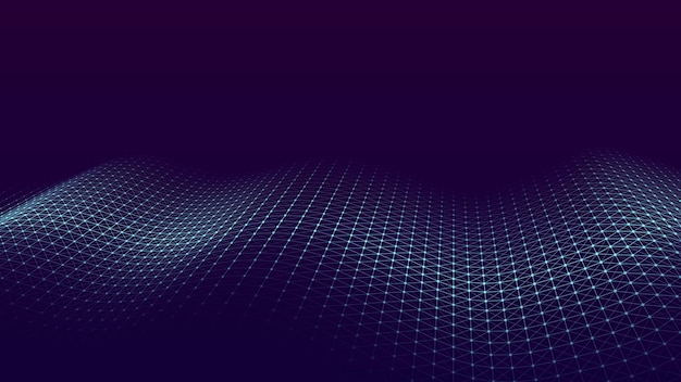 Vector futuristic moving wave digital background with moving glowing particles big data visualization vector illustration