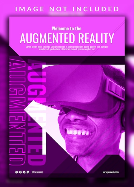 Futuristic neon creative modern cover metaverse for augmented reality flyer design