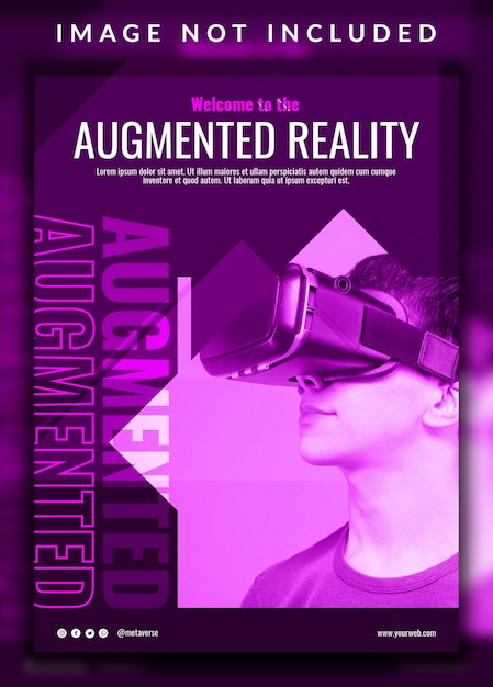 Futuristic neon creative modern cover metaverse for augmented reality poster design template