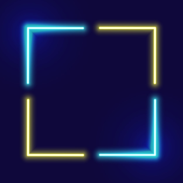 Futuristic Neon frame border blue and yellow neon glowing background