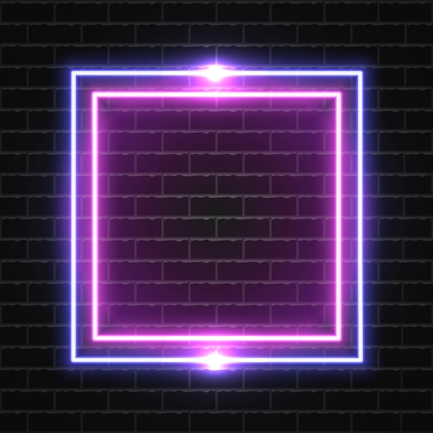 Futuristic Neon frame border on dark wall