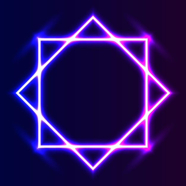 Futuristic Neon frame border Purple neon glowing background