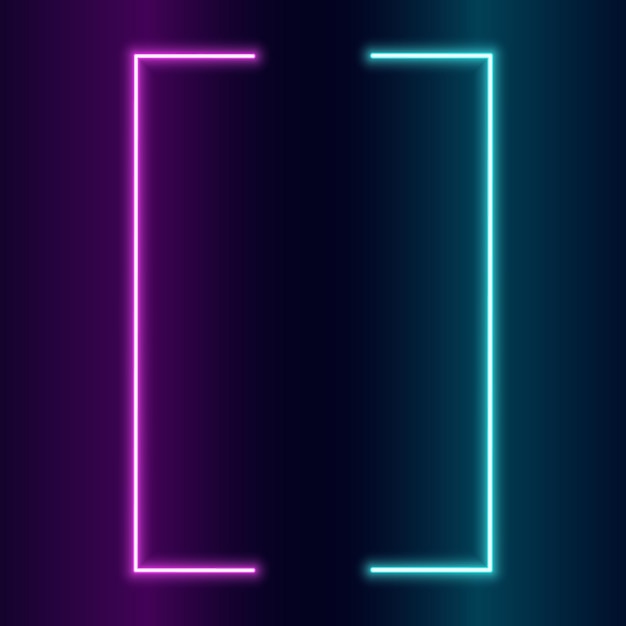 Vector futuristic neon frame border with two tone purple and blue neon glowing background