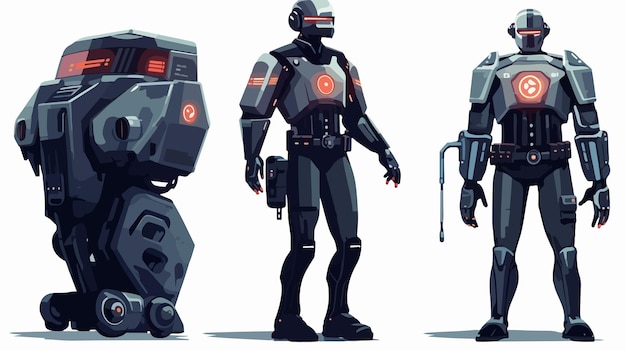 Vector futuristic police robot officer policeman image