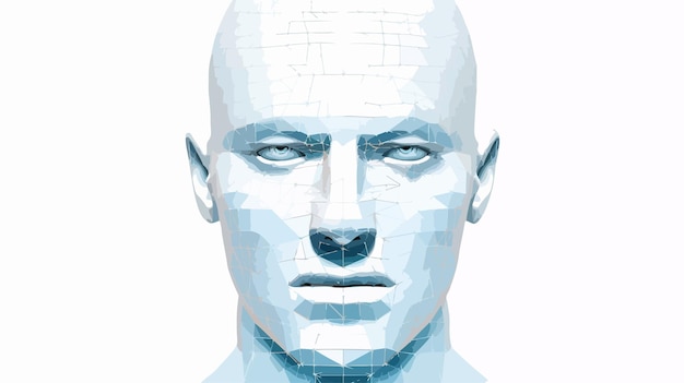 Futuristic Polygon Face Forming Out of Grid Screen