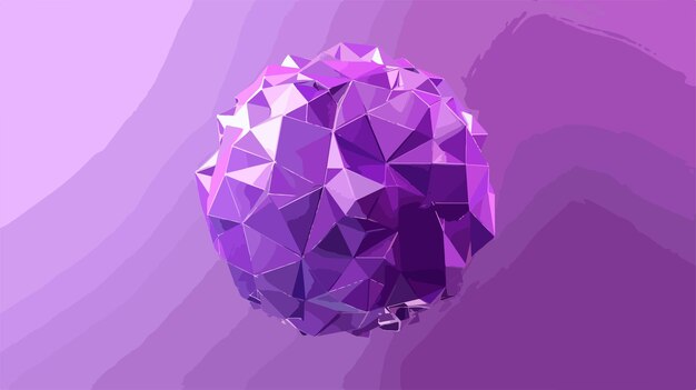 Vector futuristic purple 3d low poly spherical object in perspective view