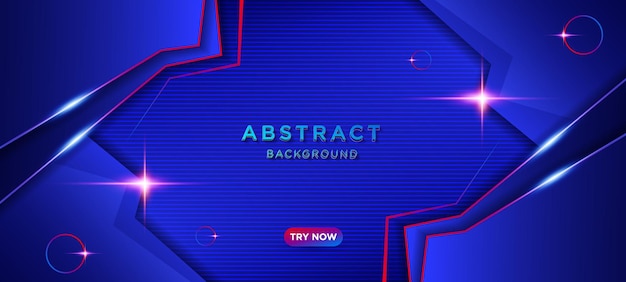 Futuristic red and blue neon abstract gaming background design template with metal line technology