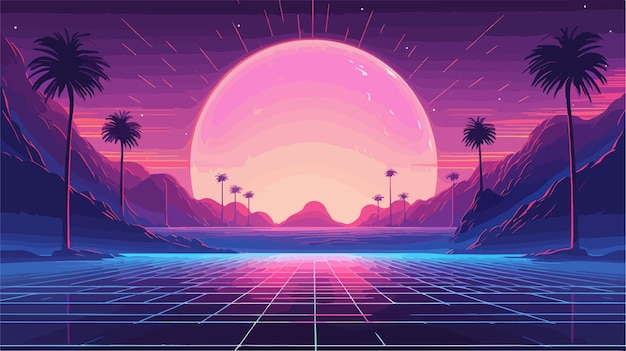 Vector futuristic retrowave design vector illustration