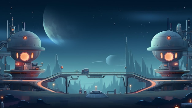 Vector a futuristic scene with a bridge in the background